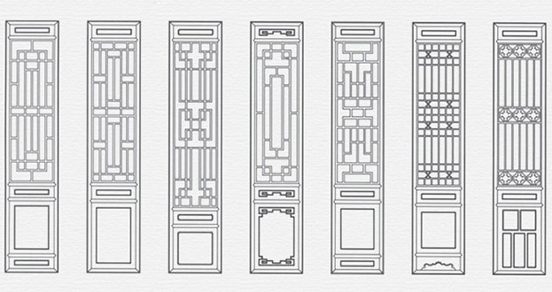 武川常用中式仿古花窗图案隔断设计图